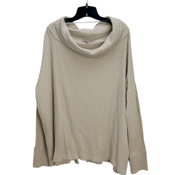 Free People Stone Cold Juicy Long Sleeve Waffle Knit Top L Oversized Cowl Neck - Picture 1 of 16